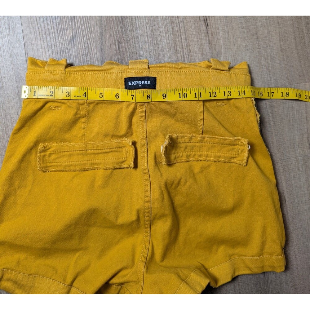 Express Size 8 Shorts Shortie Super High Rise Stretch Mustard Boho Retro - Picture 7 of 12